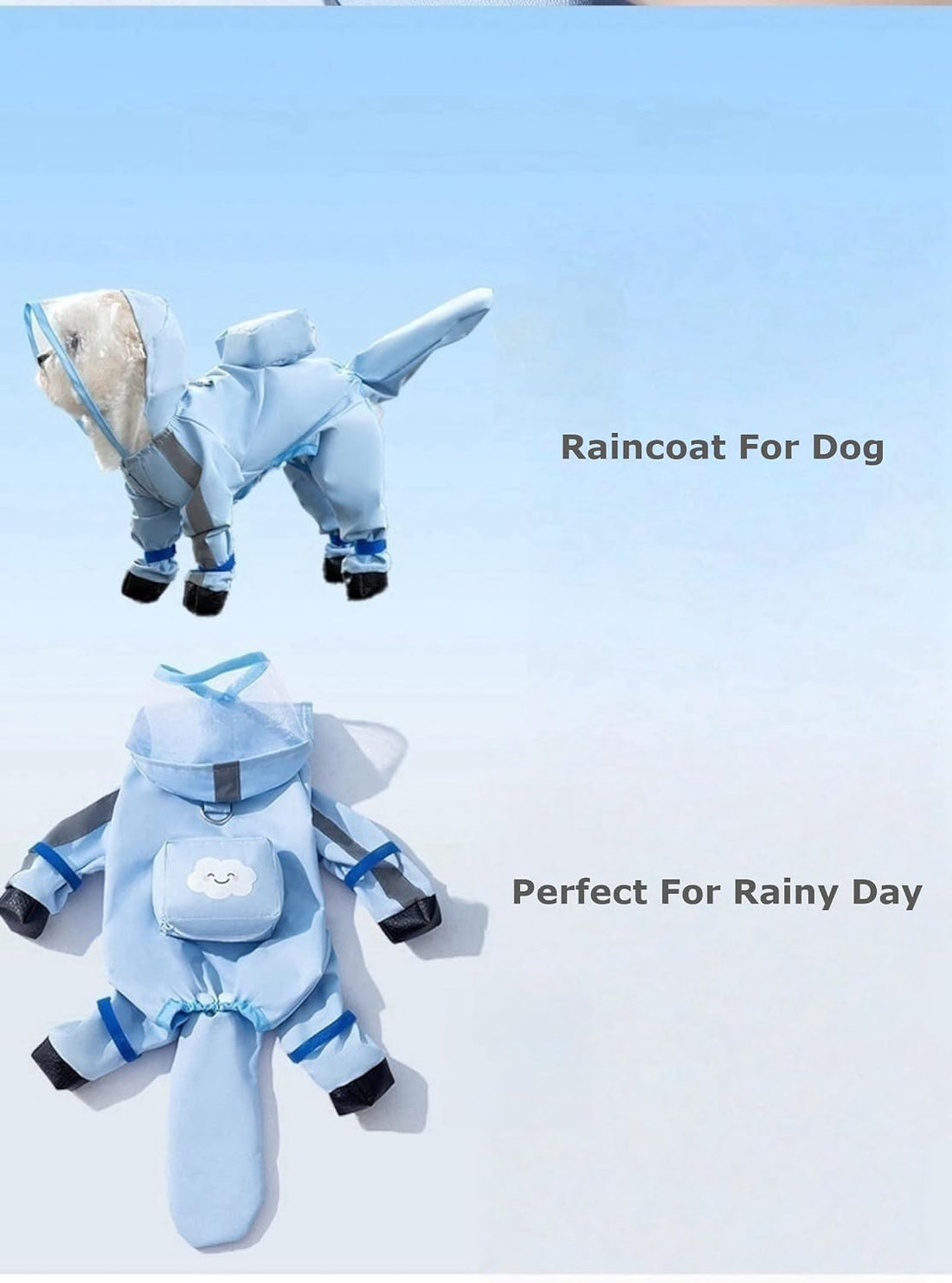 Waterproof Dog Raincoat,Full Coverage 4 Legs Dog Rain Jacket