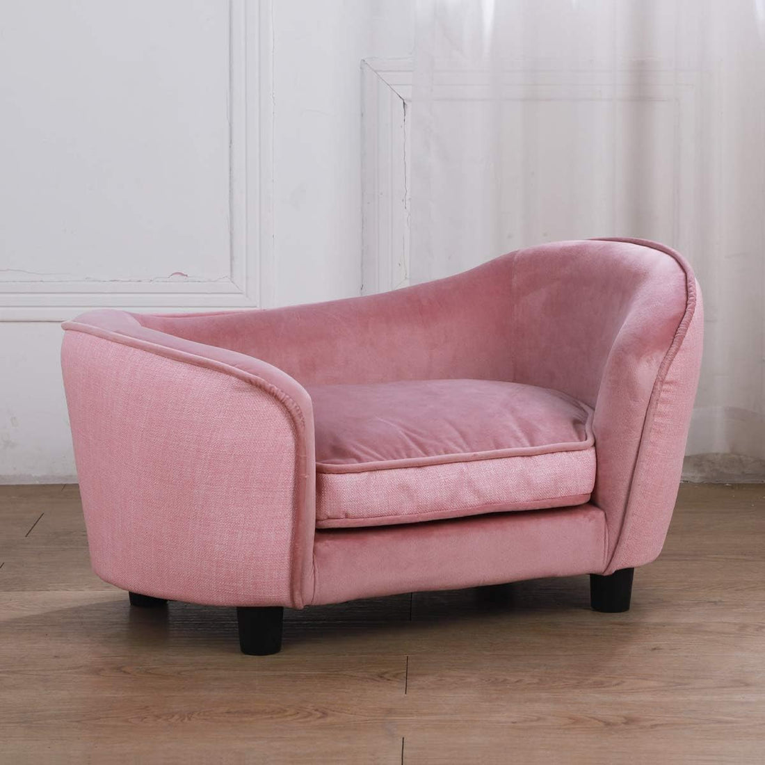 Pet Sofa Bed, Velvet Fabric Pet Couch Chair with Removeable Washable