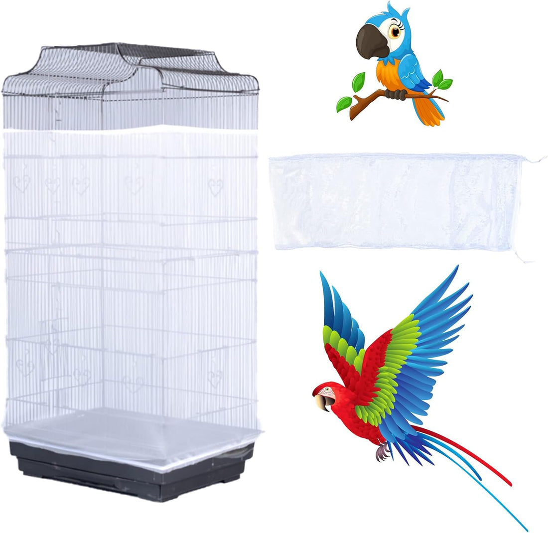 Bird Cage Seed Catcher, Large Airy Gauze Seeds Bird Cage Cover Guard