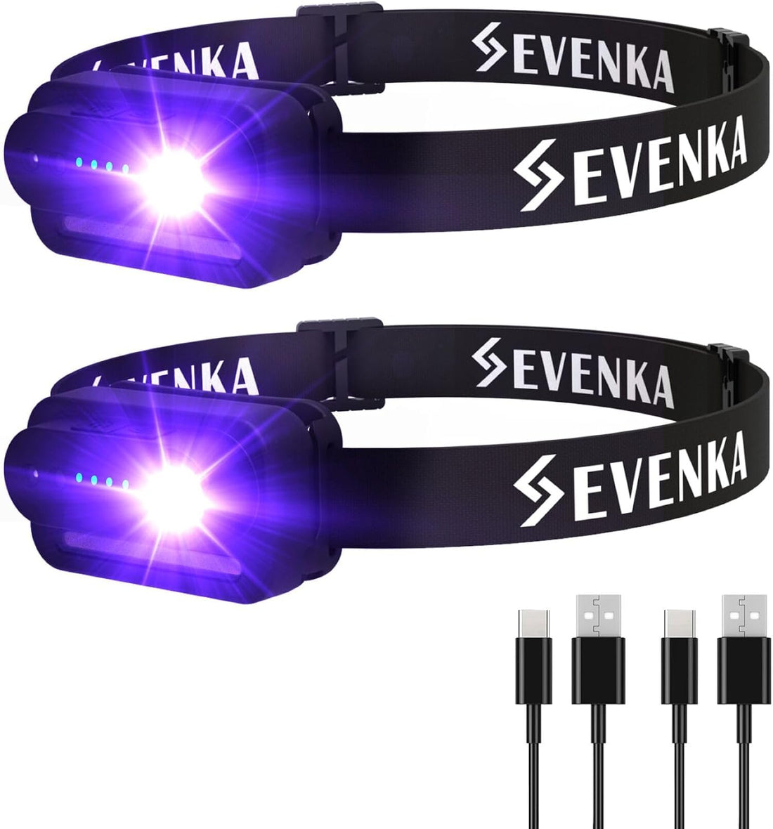 SEVENKA 2in1 UV Headlamp Flashlight Black Light & White Light