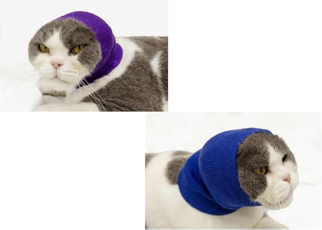 2 Pack Cat Ear Cover for Scratching Recovery Grey+Purple
