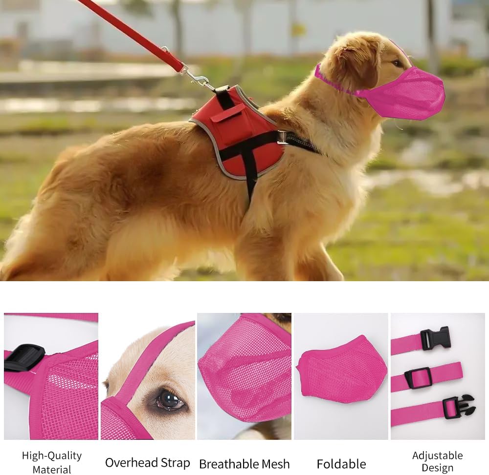 Dog Muzzle, Soft Mesh Covered Muzzles for Dogs