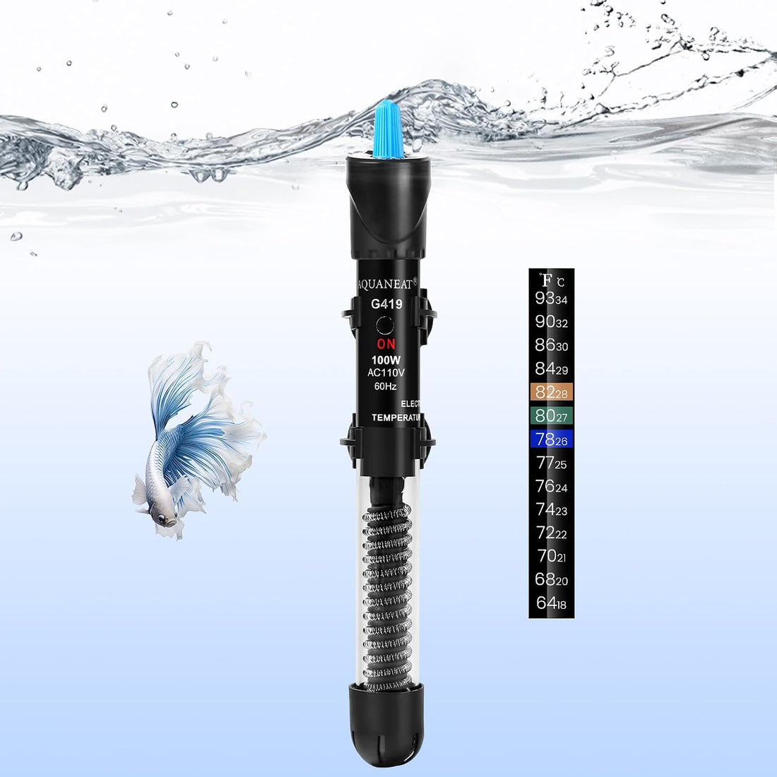 AQUANEAT Aquarium Heater, 50W Fish Tank Heater
