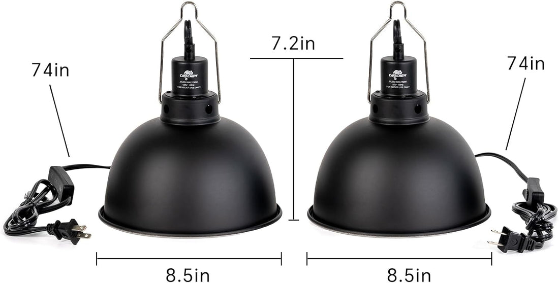 2 Pack Reptile Light Fixture, 8.5in Deep Dome Reptile Lamp Fixture