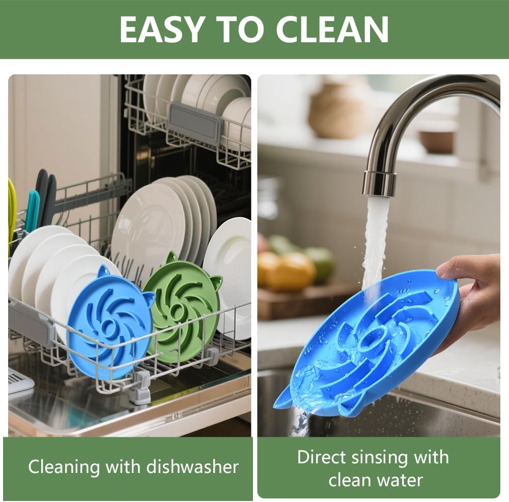 2Pcs Silicone Slow Feeder Cat Bowl,Puzzle Feeder,Interactive