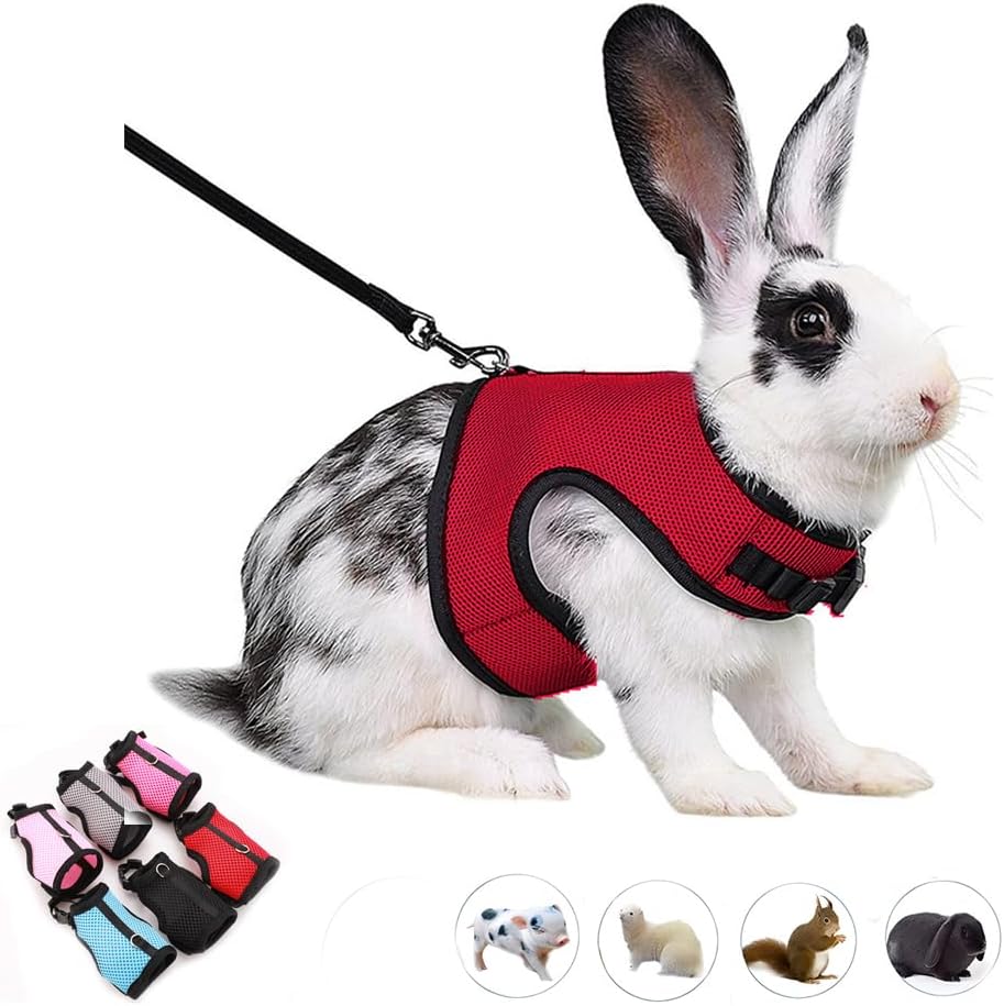 Bunny Harness and Leash Set Escape Proof, Rabbit Harness Blue L