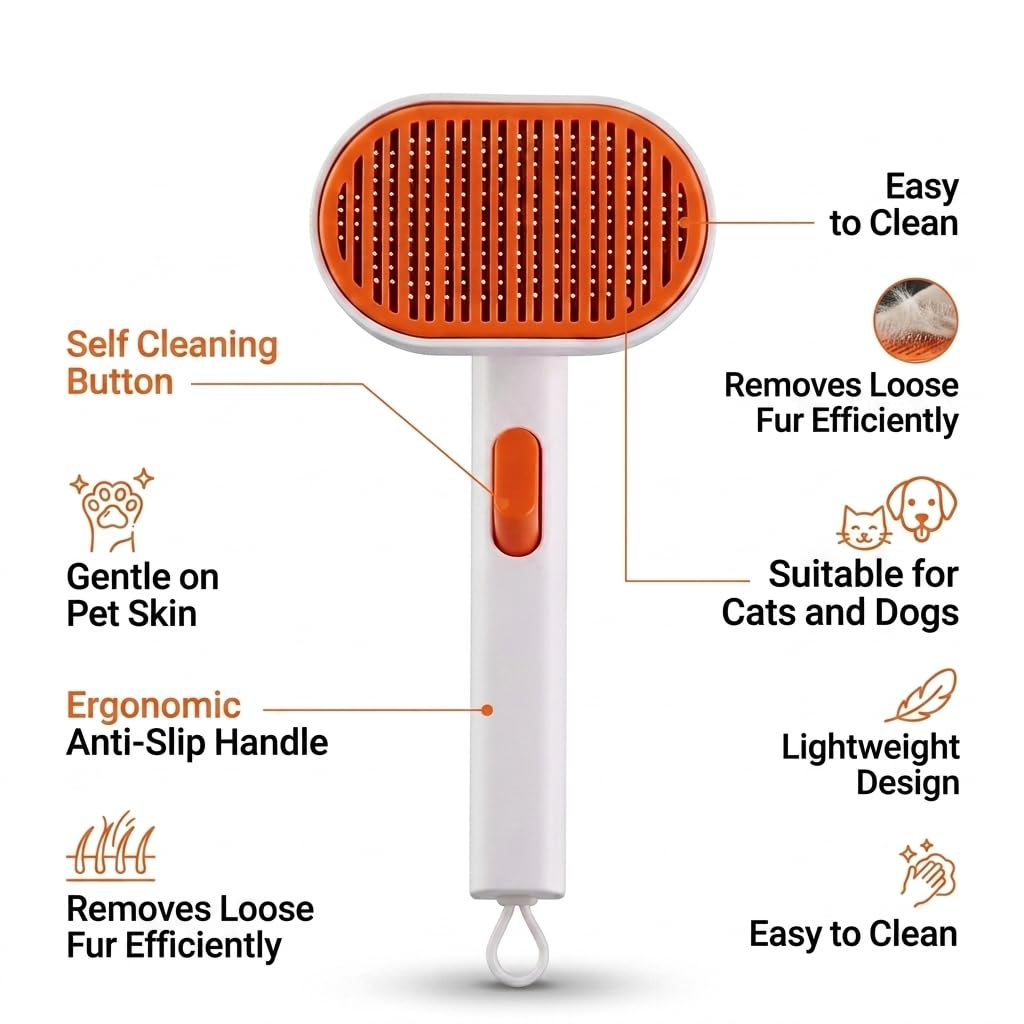 Self Cleaning Slicker Brush for Cats & Dogs