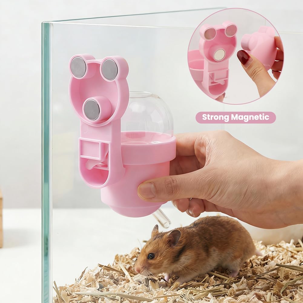 Hamster Water Bottle with Magnetic Holder for Glass Tanks
