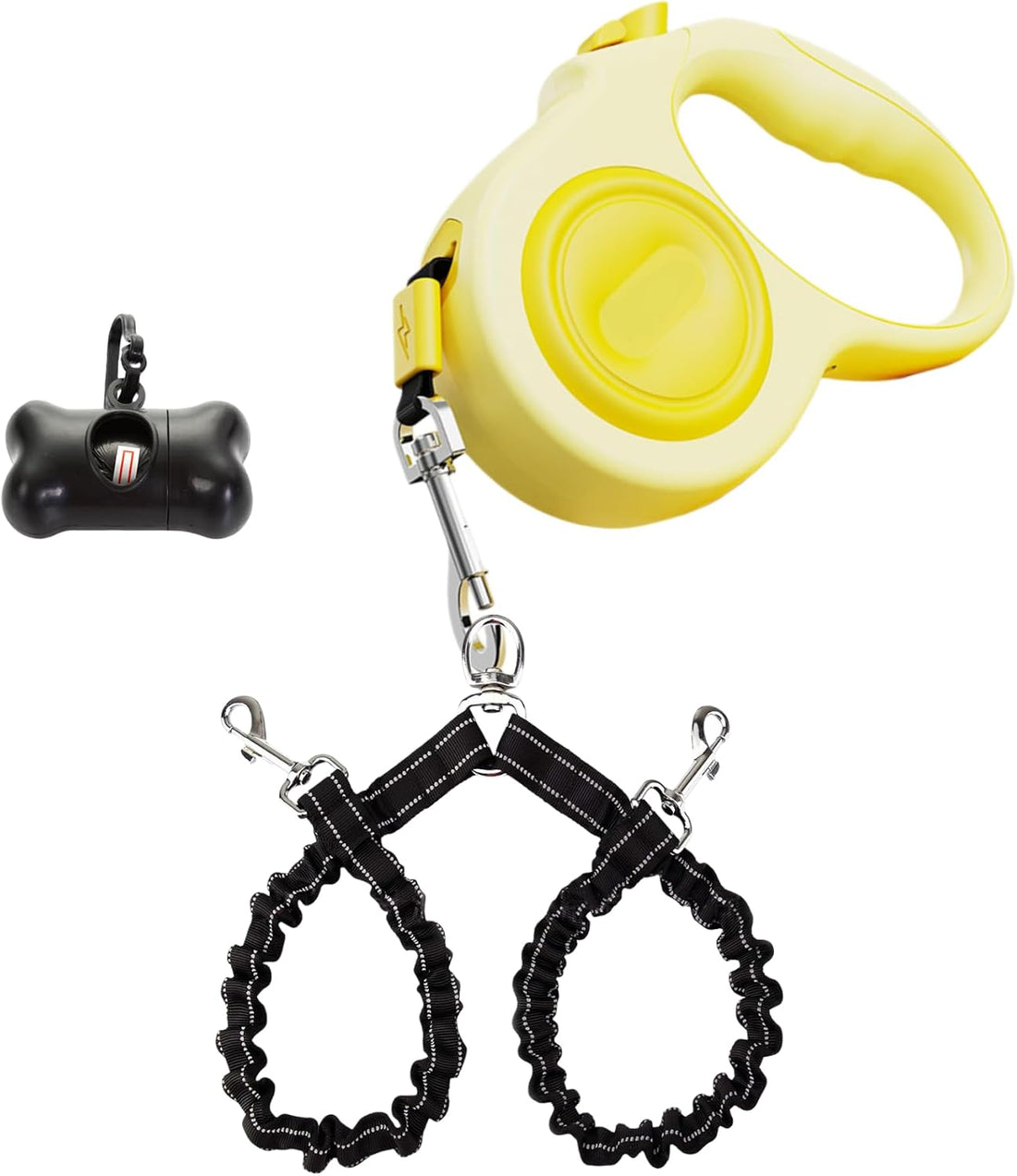 9.8 FT Dual Retractable Dog Leash for 2 Small Breeds Up to 44lbs Each
