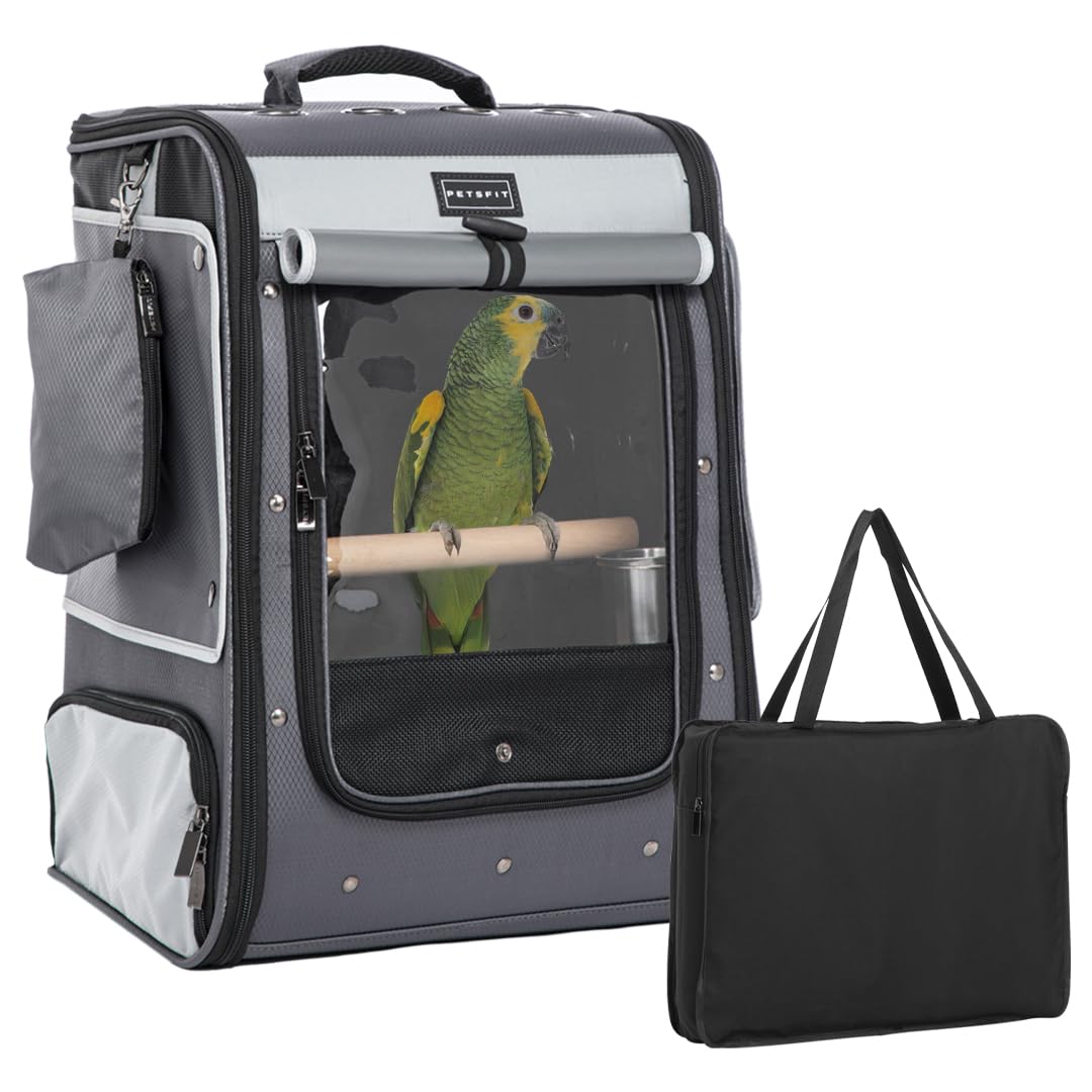 Petsfit Bird Carrier with Shade Cover,Adjustable Height Standing