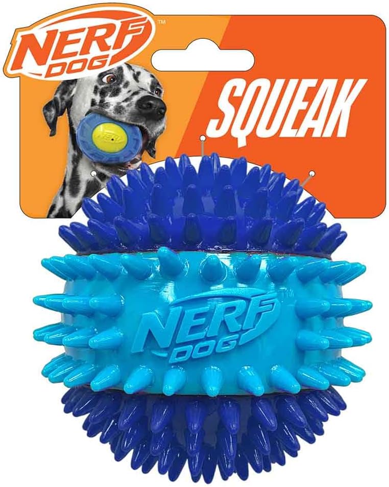 Nerf Dog 3.7in TPR 3-Part Spike Squeak Ball Dog Toy