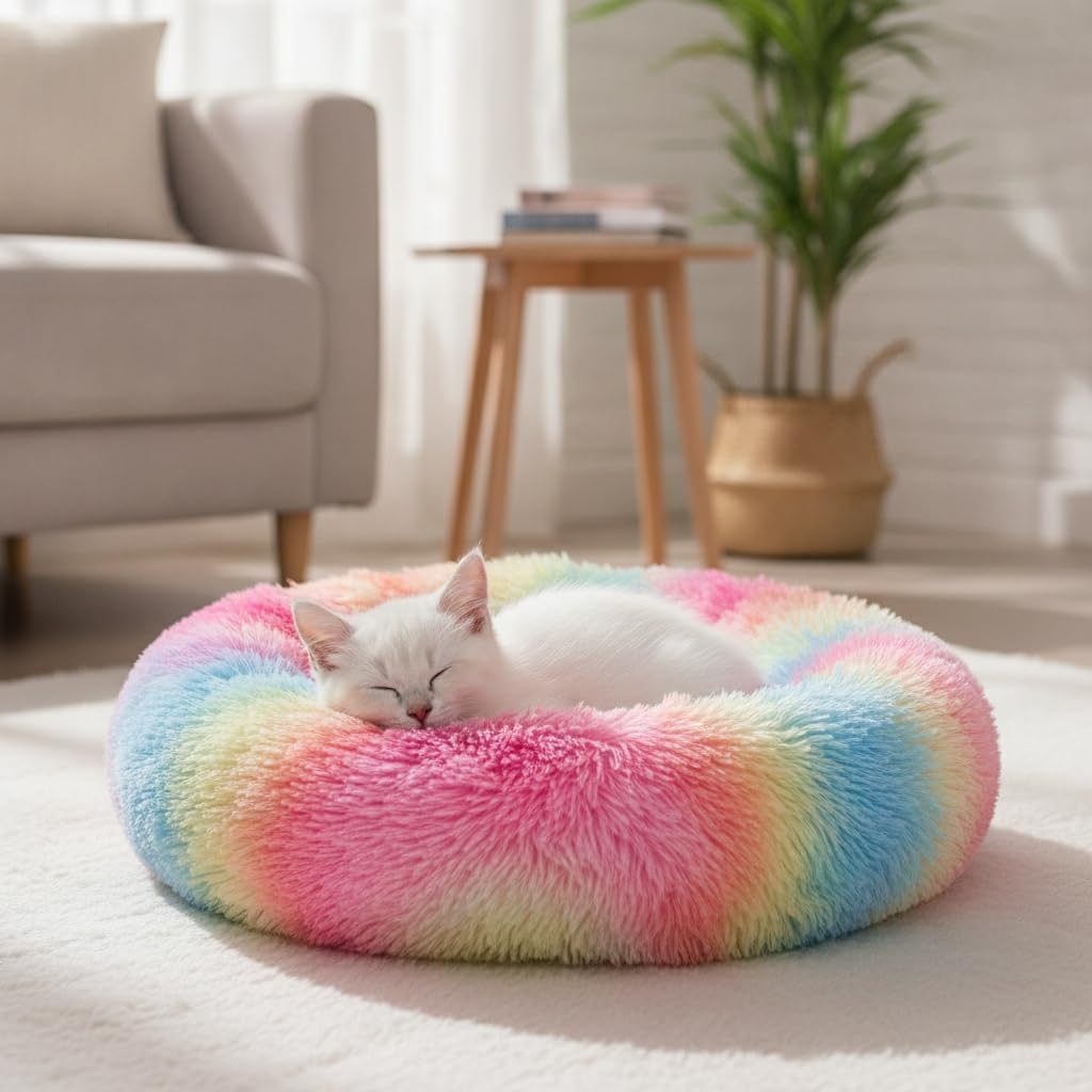 Cat Beds for Indoor Cats, Calming Dog Bed for Small Dogs & Pet, 13.5in