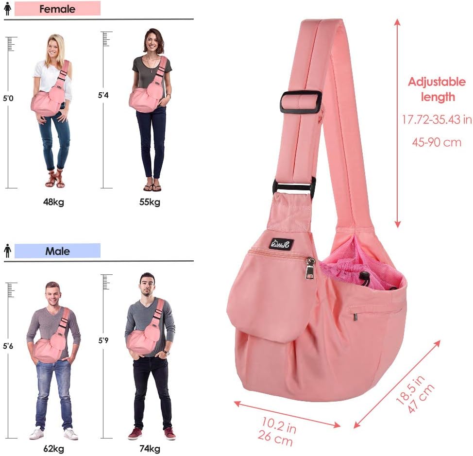 Lukovee Dog Sling Carrier, Hard Bottom Support & Adjustable Soft