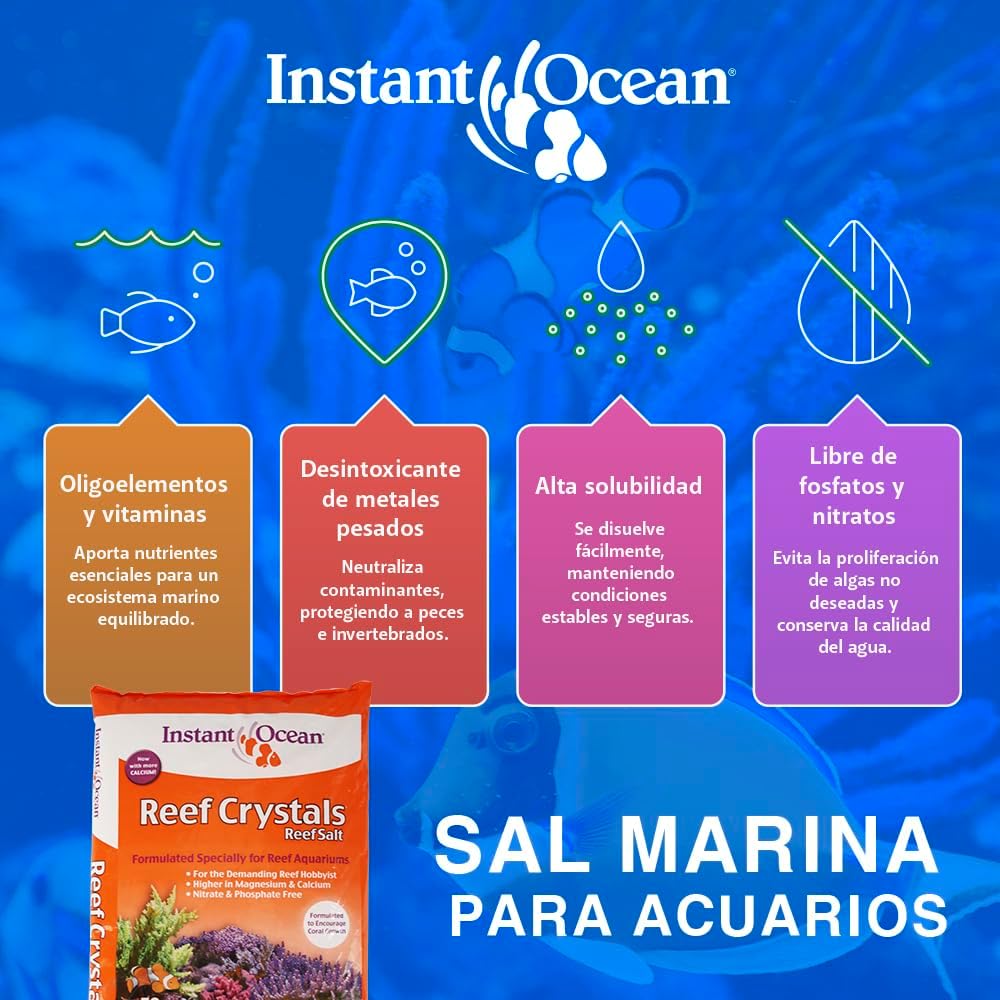 Instant Ocean Reef Crystals Reef Salt for Reef Aquariums, 200 Gallons