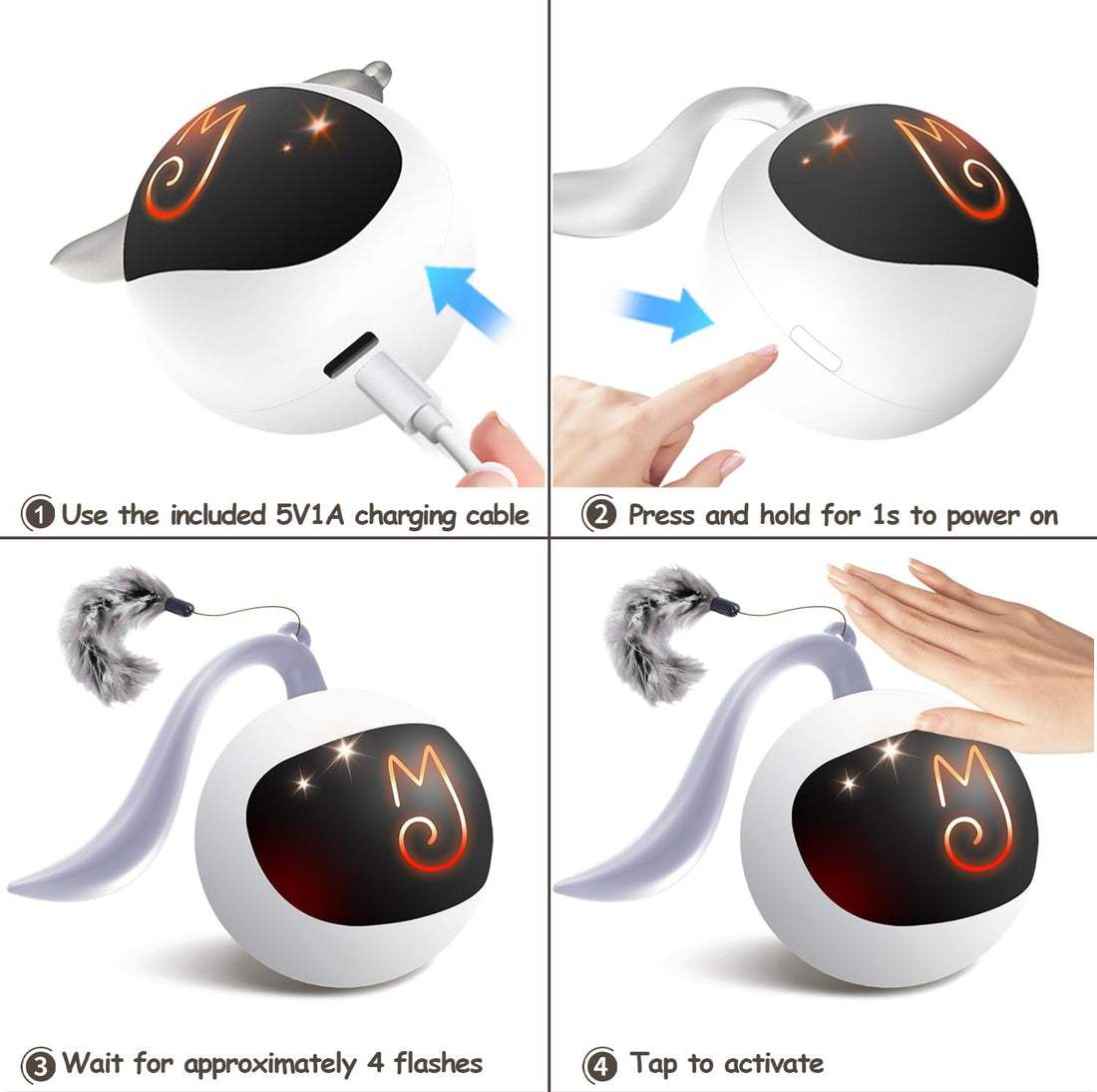 Migipaws Interactive Cat Ball Toy Set, Fun Tracker