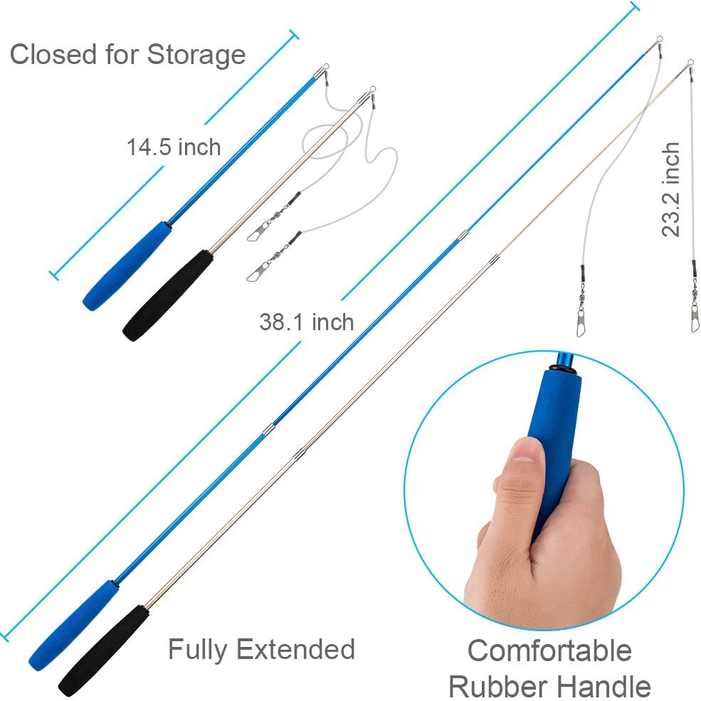 JIARON Cat Toys Feather Toy, 2PCS Retractable Wand and 10PCS