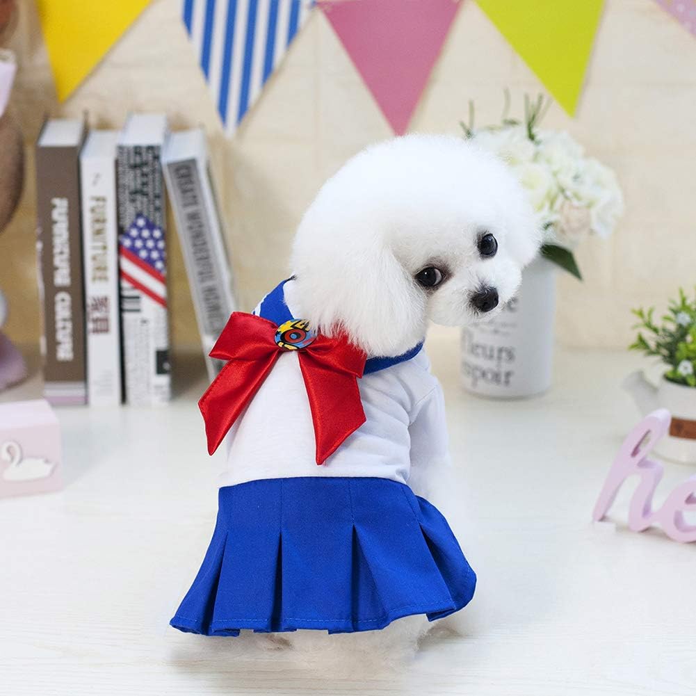 Tangpan Bow-Knot Student Cosplay Pet Costume Dog Skirt Camp Dress