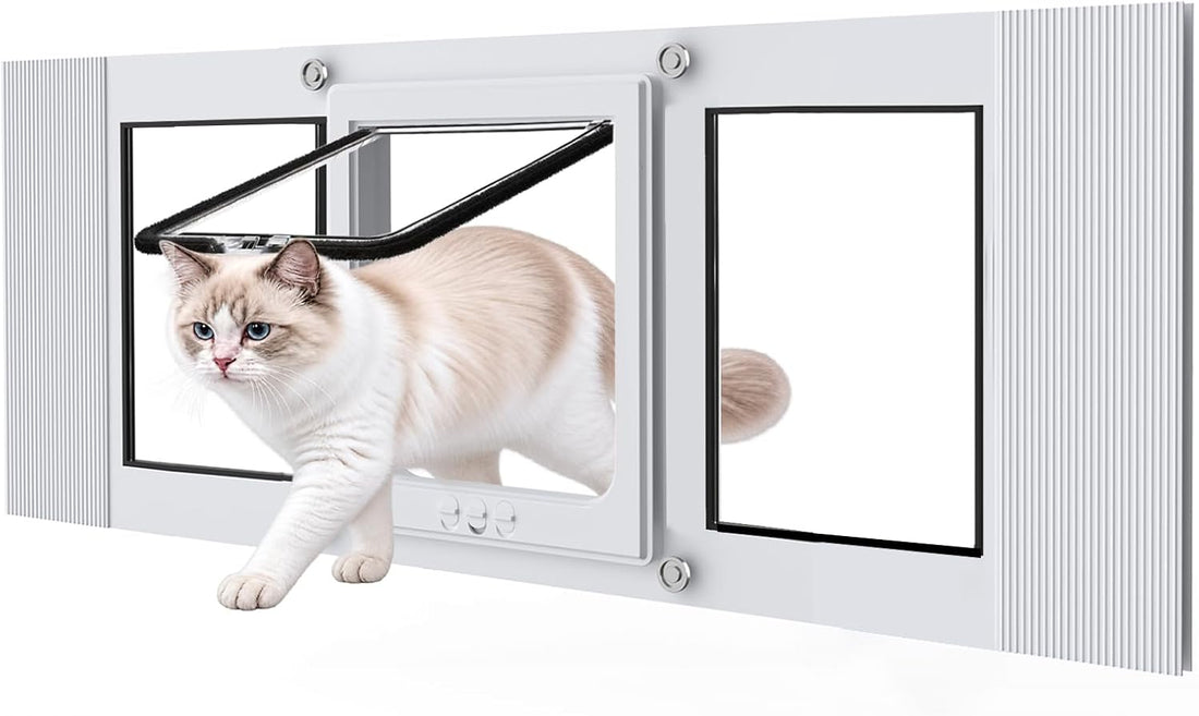 Sliding Cat Door for Window, Fits 31"-36" Width Window Adjustable Cat