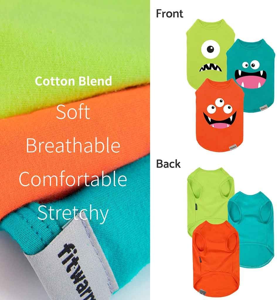 Fitwarm 3 Pack Monster Dog Shirt, Lightweight Funny Dog Tshirt