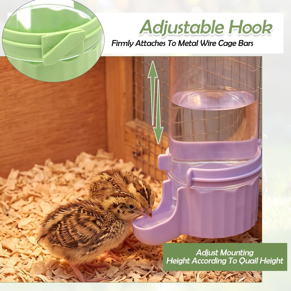 2 Pack Quail Hanging Gravity Waterer Automatic Cage Drinking Dispenser
