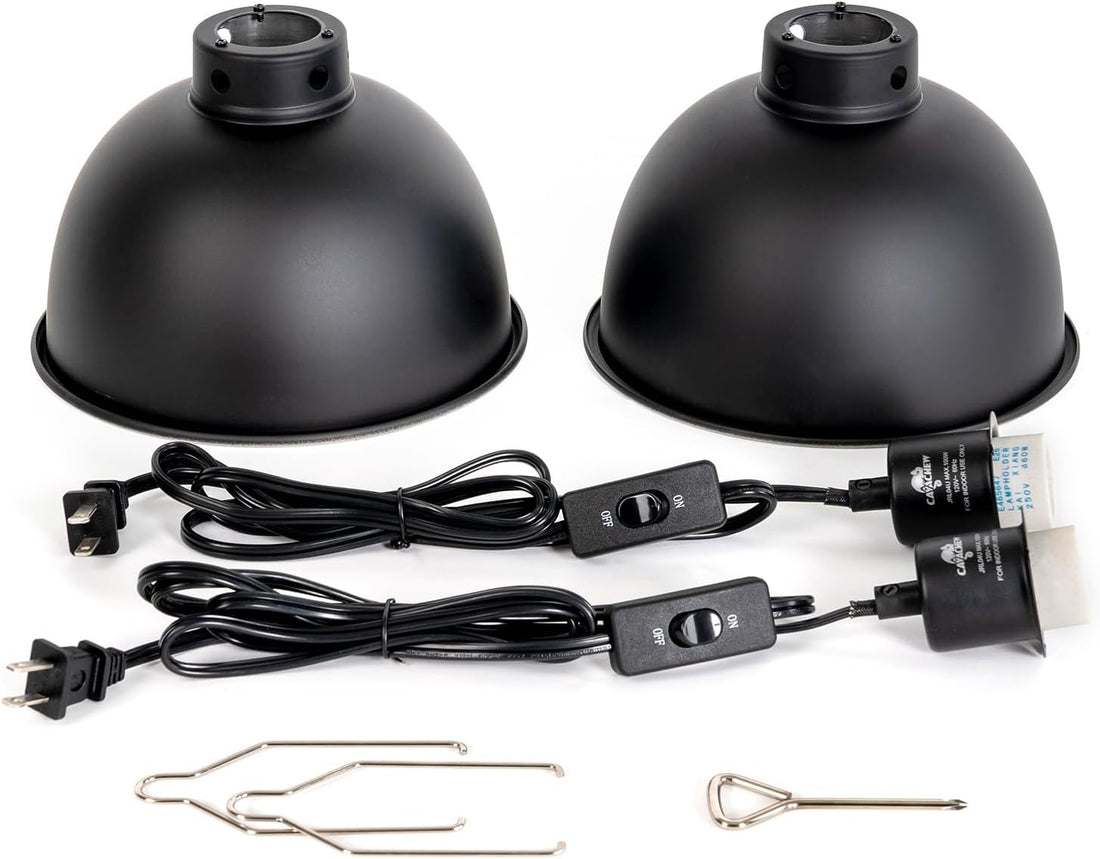 2 Pack Reptile Light Fixture, 8.5in Deep Dome Reptile Lamp Fixture