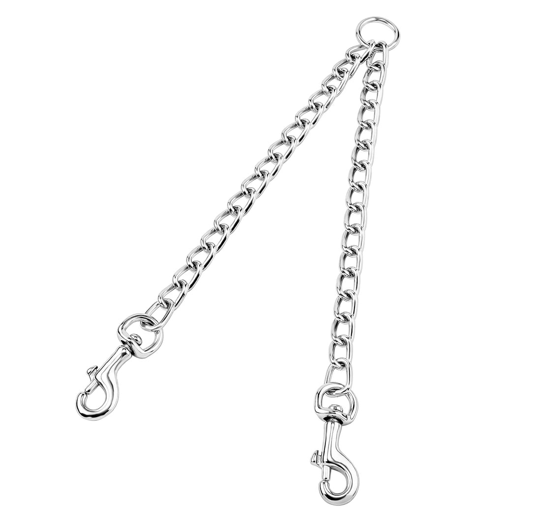PETTOM Heavy Duty 2 Way Dog Lead Metal Chain Double Pet Clip Leash