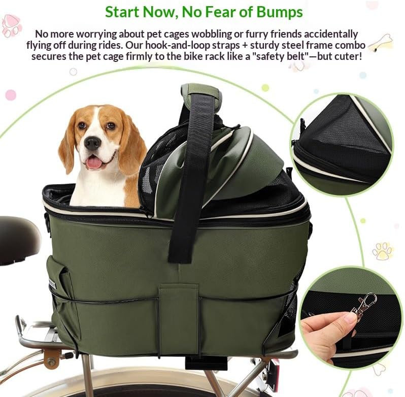 Dog Bike Basket Rear Seat, FVILIPUS 3-in-1 Waterproof Pet Bicycle