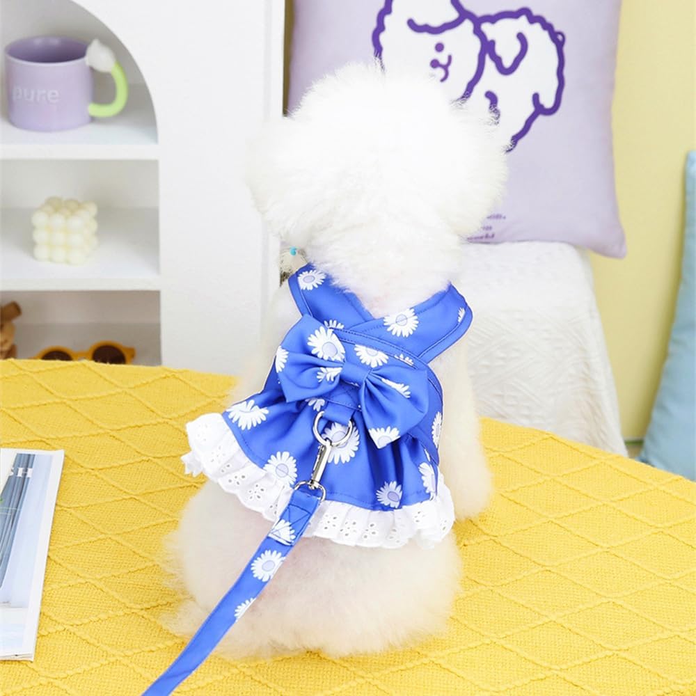 Anelekor Dog Harness Dress for Small Dog Daisy Floral Dog Harness