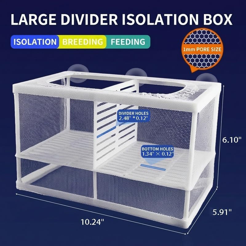 4IN1 Small Fish Breeder Box w/Mesh, Scoop & Siphon Guppy Betta