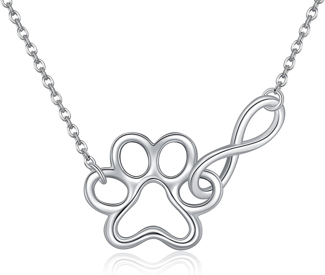 ONEFINITY Paw Print Necklace 925 Sterling Silver Cat Dog Paw Pendant