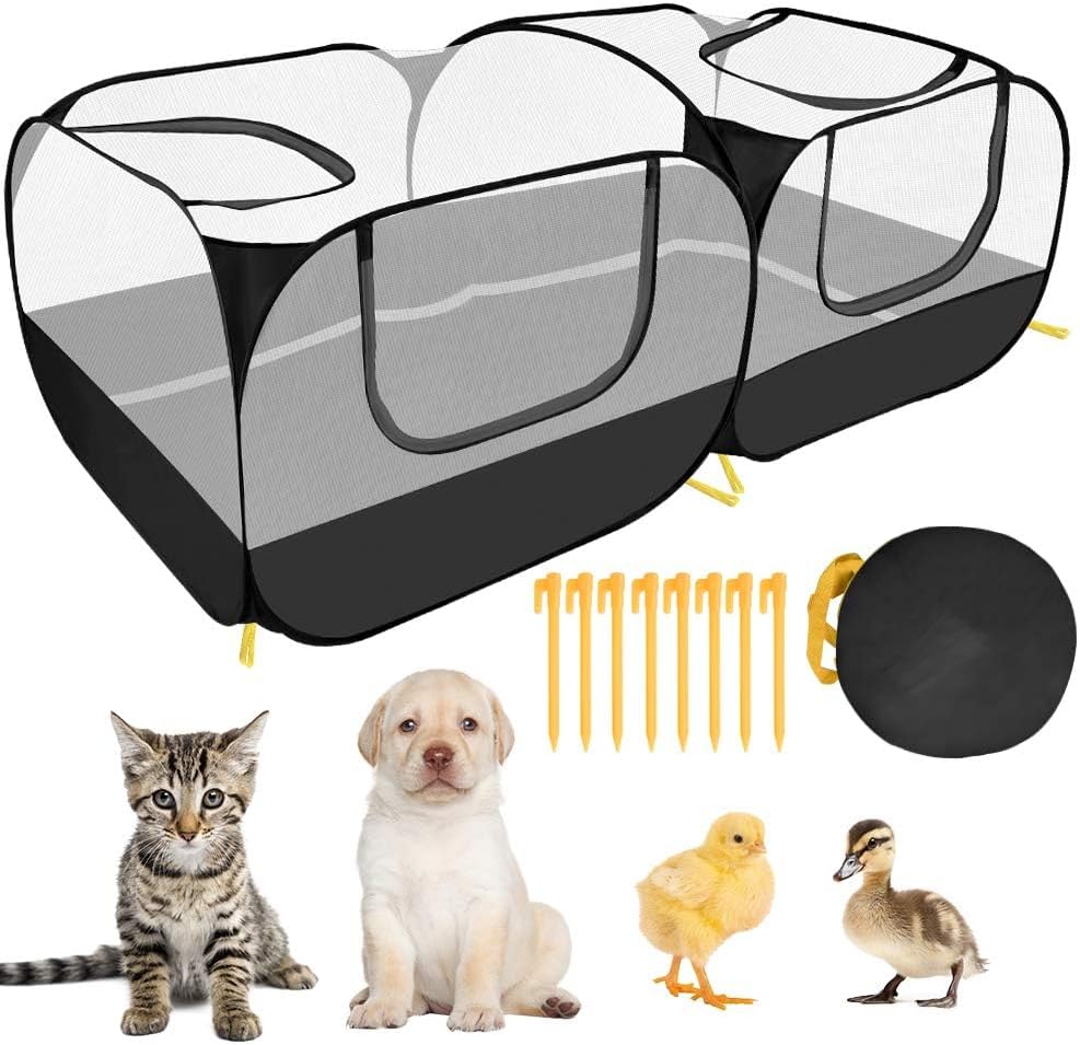 Lukovee Small Animals Playpen, Foldable, Detachable Bottom