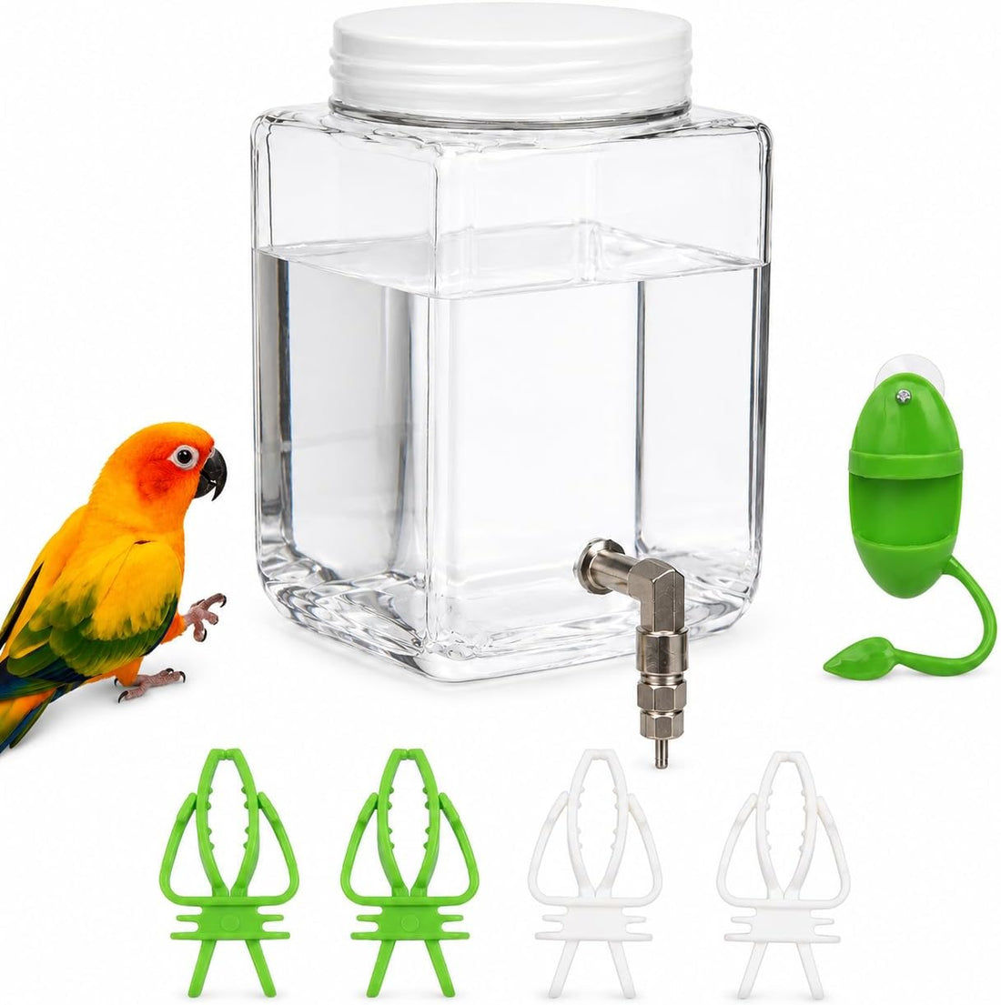 25.4 fl oz Bird Water Bottle, Cuttlebone Holder and 4 Clips