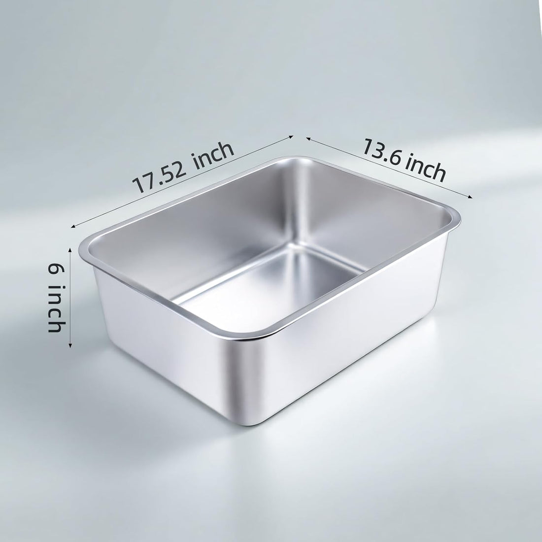 Stainless Steel Cat Litter Box - Large Metal High-Sided Pan for Cats
