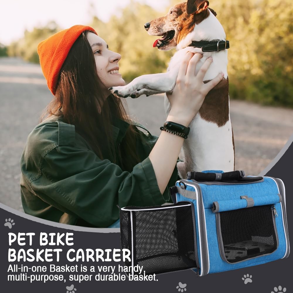 Expandable Dog Bike Basket Carrier, Foldable Pet Bicycle Backpack