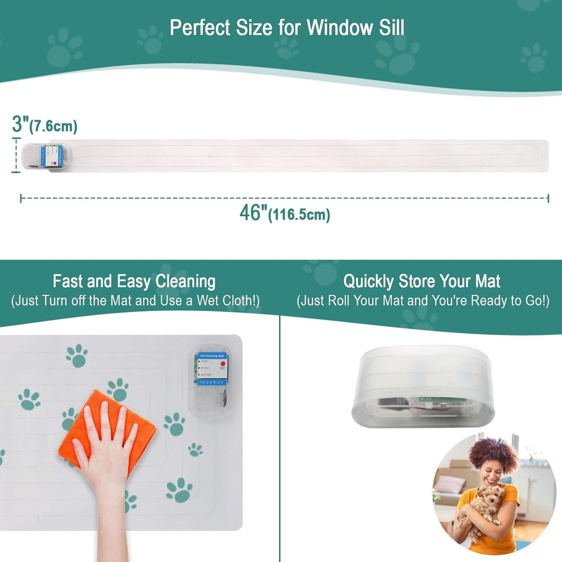 SEERWAY Pet Scat Shock Mat for Dogs & Cats, 46"x3" Windowsill Training