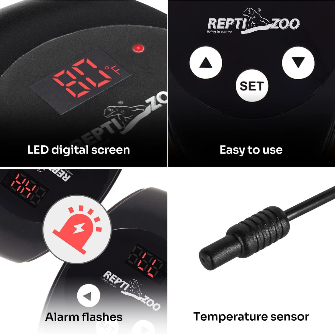 REPTI ZOO Reptile Light Fixture with Dimming Thermostat