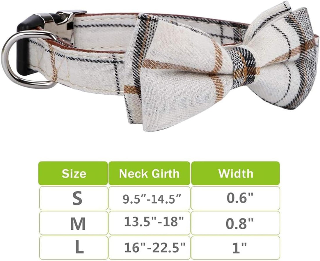 Faleela Soft &Comfy Bowtie Dog Collar,Detachable and Adjustable Bow