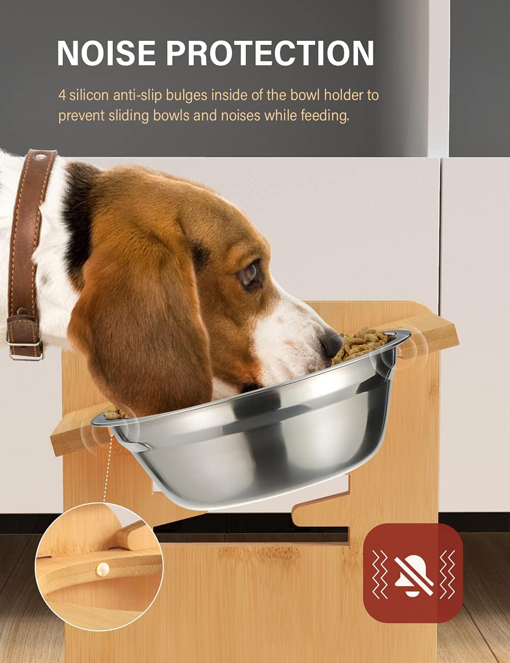 Vantic Elevated Dog Bowls, Adjustable Raised Dog Bowl Stand for Small