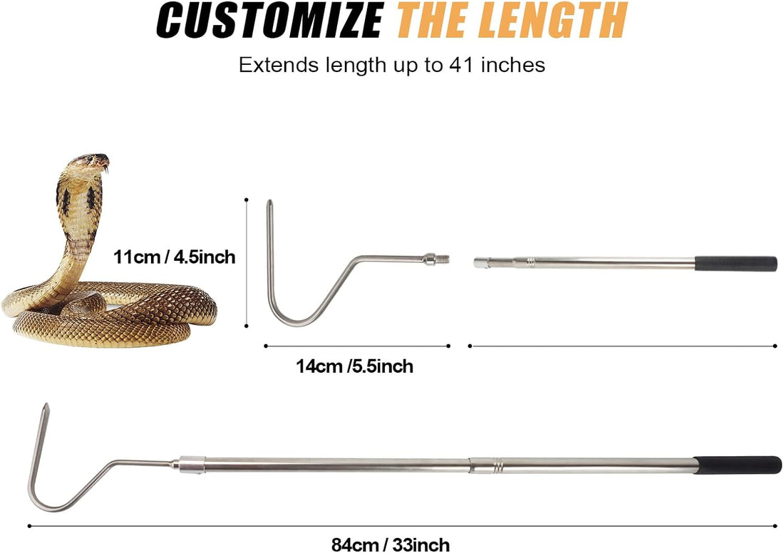 Snake Hook, Stainless Steel Extensible Snake Grabber Tool 33 inch