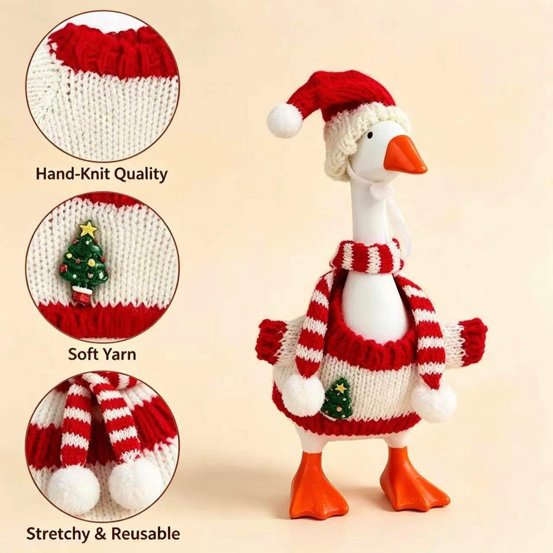 7 Inch Christmas Desk Goose Outfits（Christmas Red）