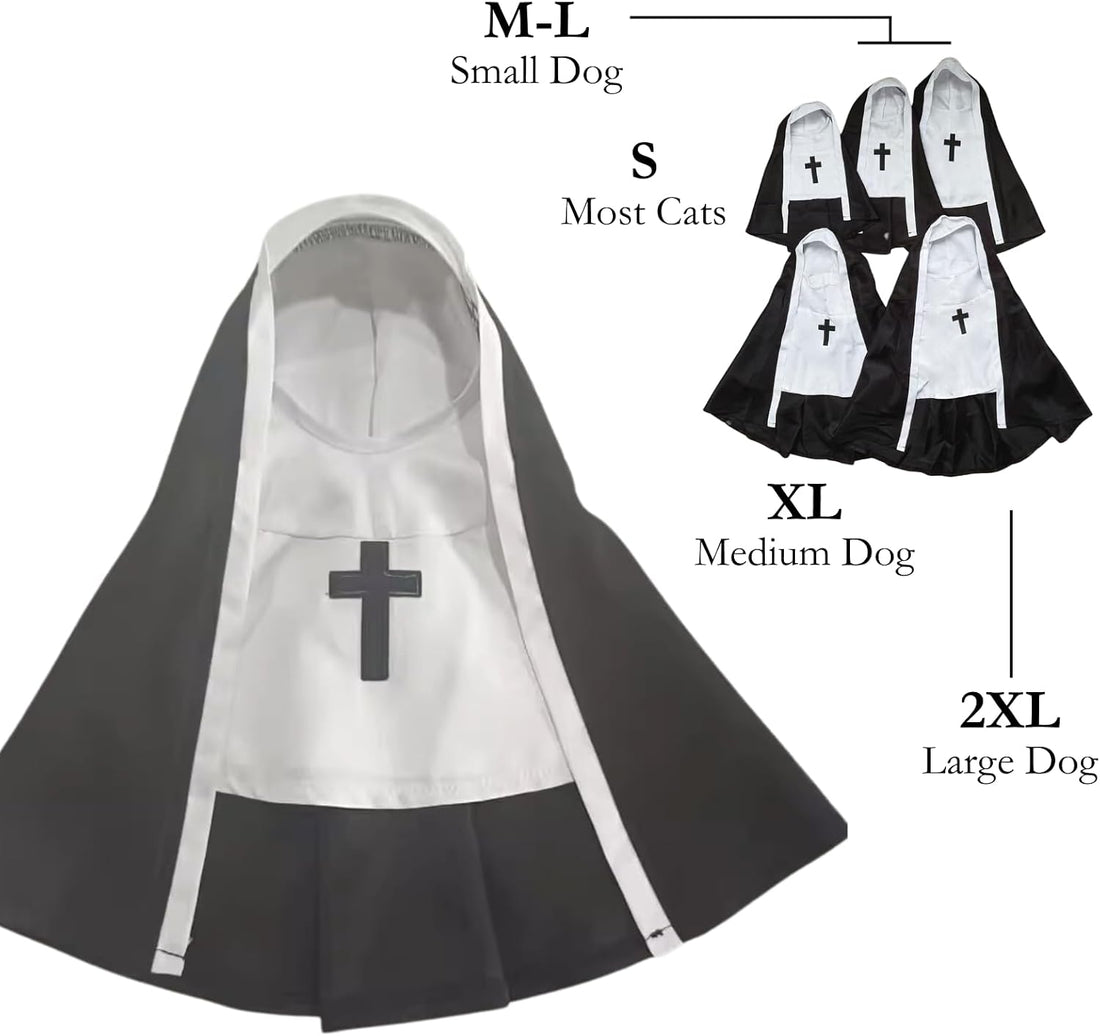 Cat/Dog Nun Costume Pet Clothing, Habit Outfit Halloween