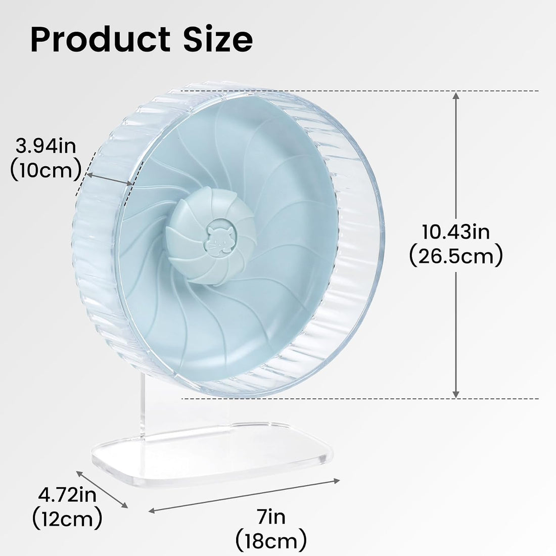10 inch Silent Hamster Wheel with Adjustable Stand, Large Size, Blue