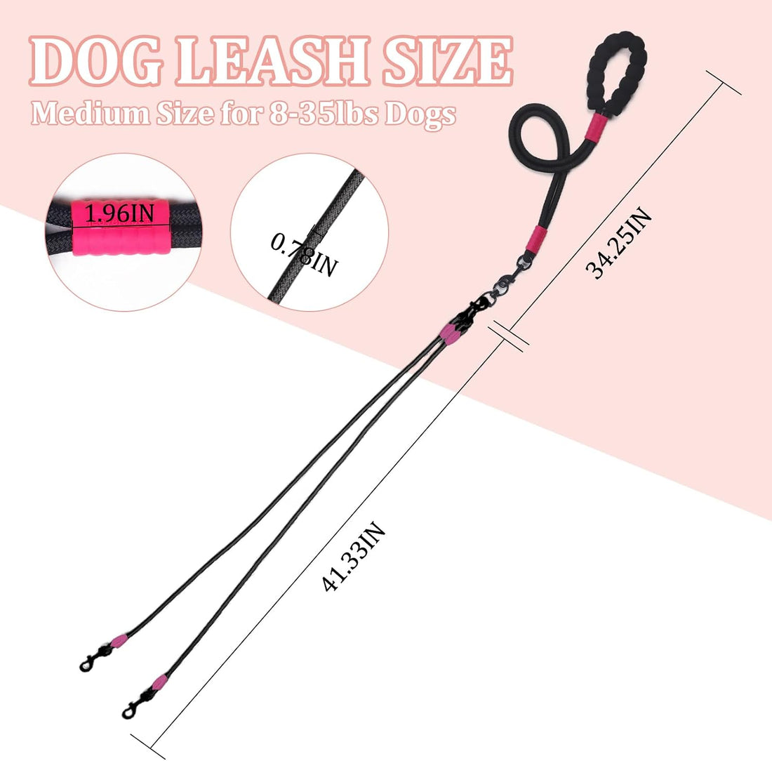 Double Dog Leash No Tangle, Adjustable Split Leads Three Pet Walking