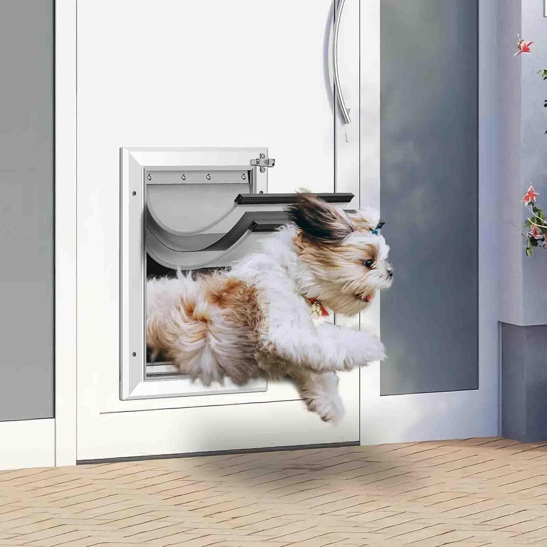 3-Flaps Heavy-Duty Dog Door, Rust Proof Aluminum Alloy Frame