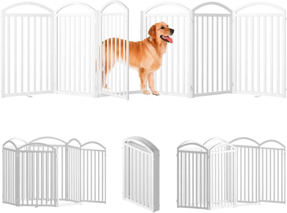 SNUOWU 4 Panels Full Matel Freestanding Dog Gates with Door