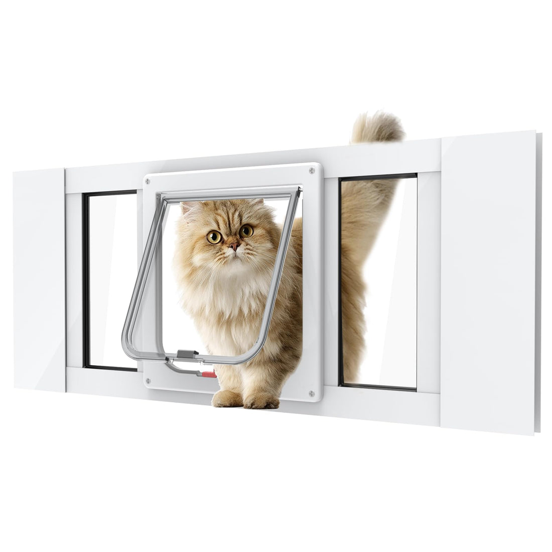 Aluminum Cat Door for Windows - Adjustable to Fit Window Width 24"-28"