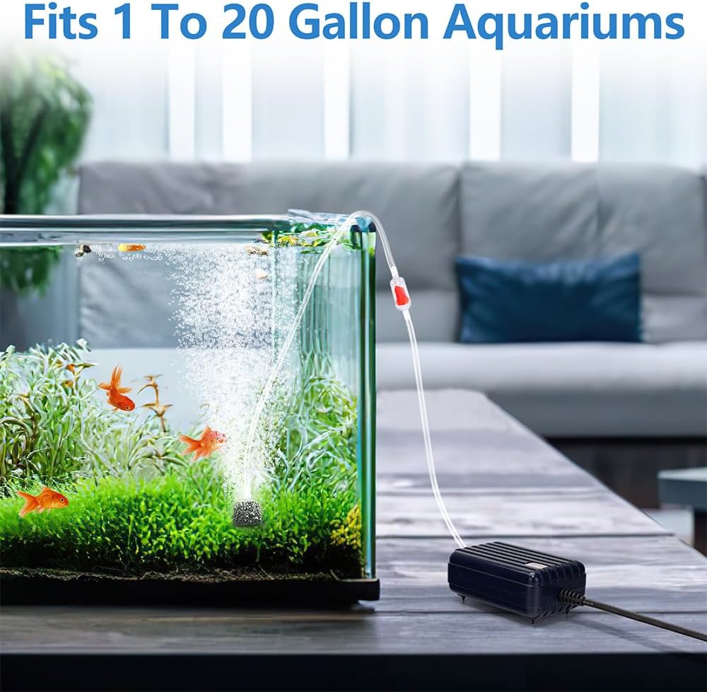 DaToo Aquarium Air Pump Compact Fish Tank Air Pump Quiet Aquarium
