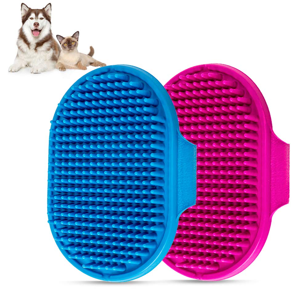 Aoche Dog Bath Brush Pet Bath Comb Brush Soothing Massage Rubber Comb