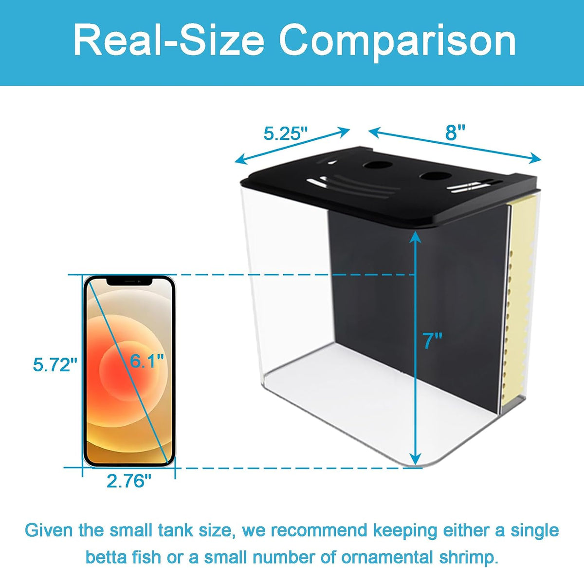 AQUANEAT Fish Tank, 1.2 Gallon Aquarium