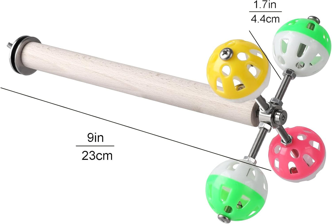 Teniinet Stand Perch Toy with Rotating Balls for Birds, 1Pcs